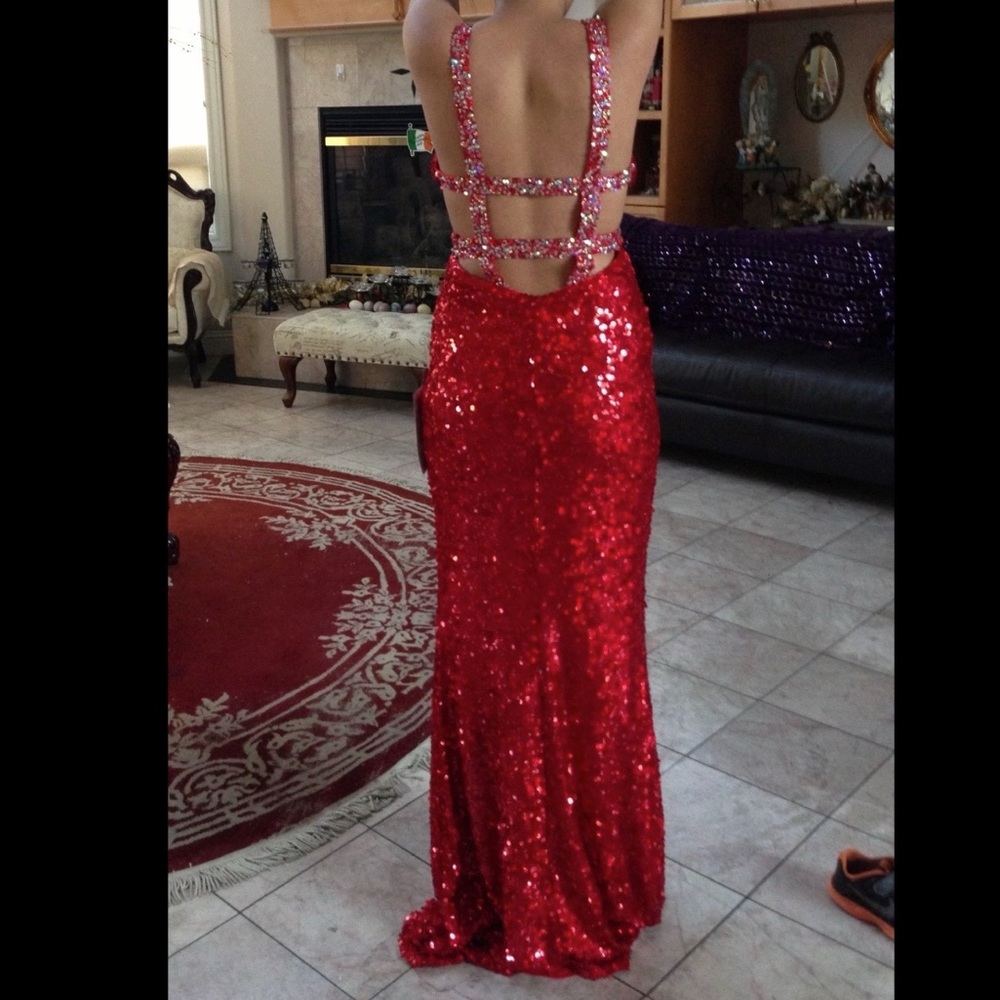 Mori Lee by Madeline Gardner Red Sequin Gown Size 6